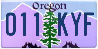 OR license plate 011KYF