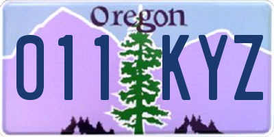OR license plate 011KYZ
