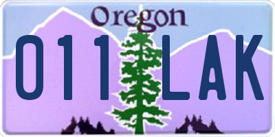 OR license plate 011LAK