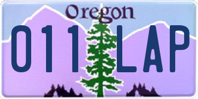 OR license plate 011LAP