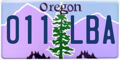 OR license plate 011LBA