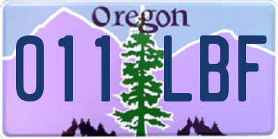 OR license plate 011LBF