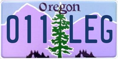 OR license plate 011LEG