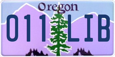 OR license plate 011LIB