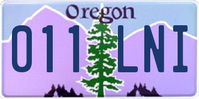 OR license plate 011LNI