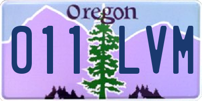 OR license plate 011LVM