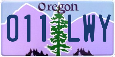 OR license plate 011LWY