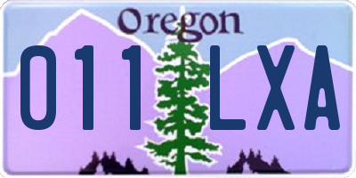 OR license plate 011LXA