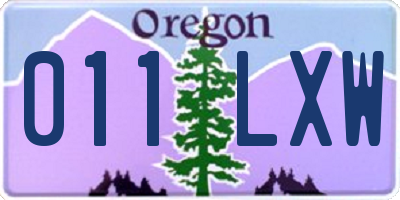 OR license plate 011LXW
