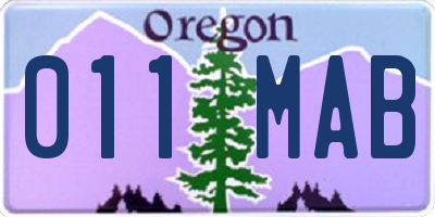 OR license plate 011MAB