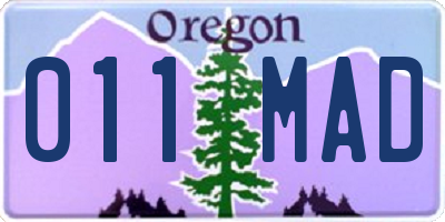 OR license plate 011MAD
