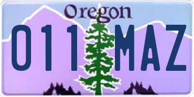 OR license plate 011MAZ