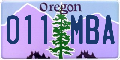 OR license plate 011MBA