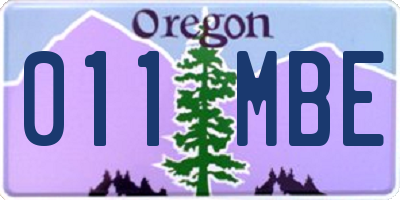 OR license plate 011MBE
