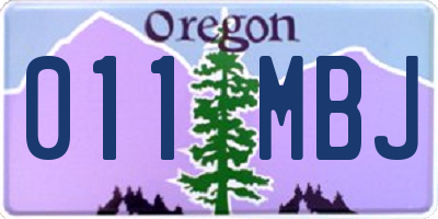 OR license plate 011MBJ