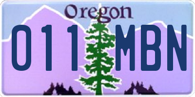 OR license plate 011MBN
