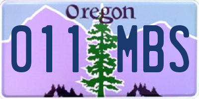 OR license plate 011MBS