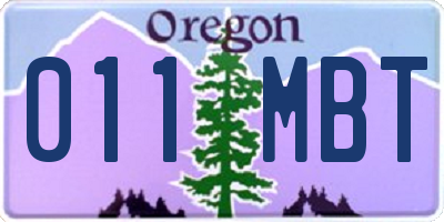 OR license plate 011MBT