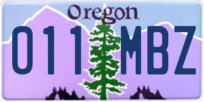 OR license plate 011MBZ