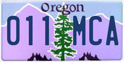 OR license plate 011MCA