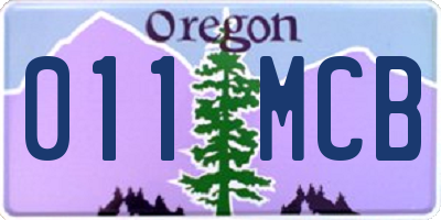 OR license plate 011MCB