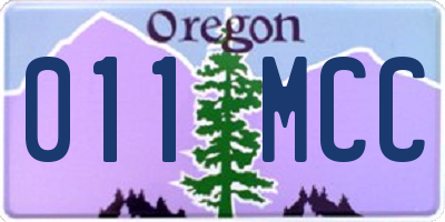 OR license plate 011MCC