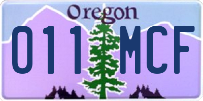 OR license plate 011MCF