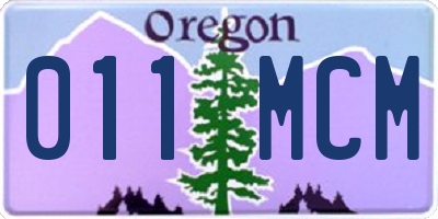 OR license plate 011MCM