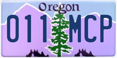 OR license plate 011MCP