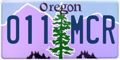 OR license plate 011MCR