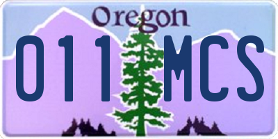 OR license plate 011MCS