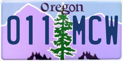 OR license plate 011MCW