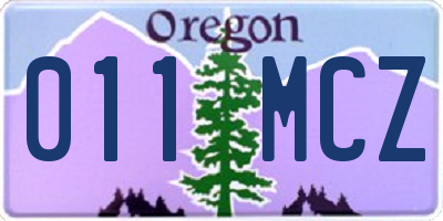 OR license plate 011MCZ