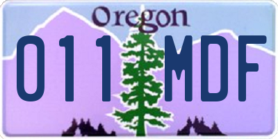 OR license plate 011MDF