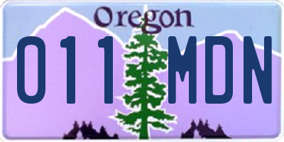 OR license plate 011MDN