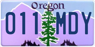OR license plate 011MDY