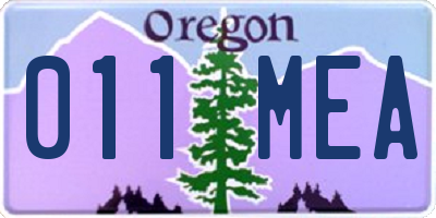 OR license plate 011MEA
