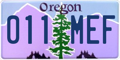 OR license plate 011MEF