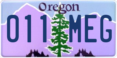 OR license plate 011MEG
