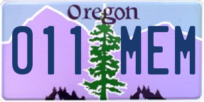 OR license plate 011MEM
