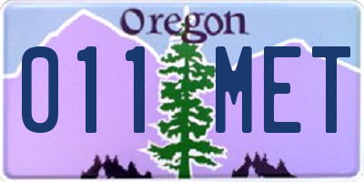 OR license plate 011MET