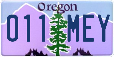 OR license plate 011MEY