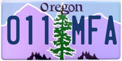 OR license plate 011MFA