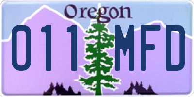 OR license plate 011MFD