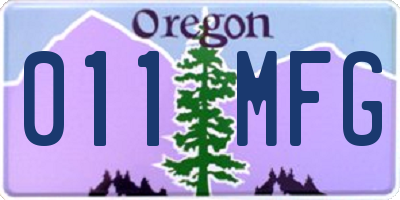 OR license plate 011MFG
