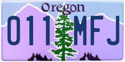 OR license plate 011MFJ