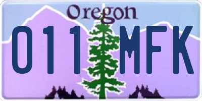 OR license plate 011MFK