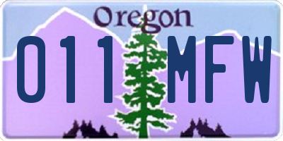 OR license plate 011MFW
