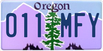 OR license plate 011MFY