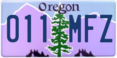 OR license plate 011MFZ